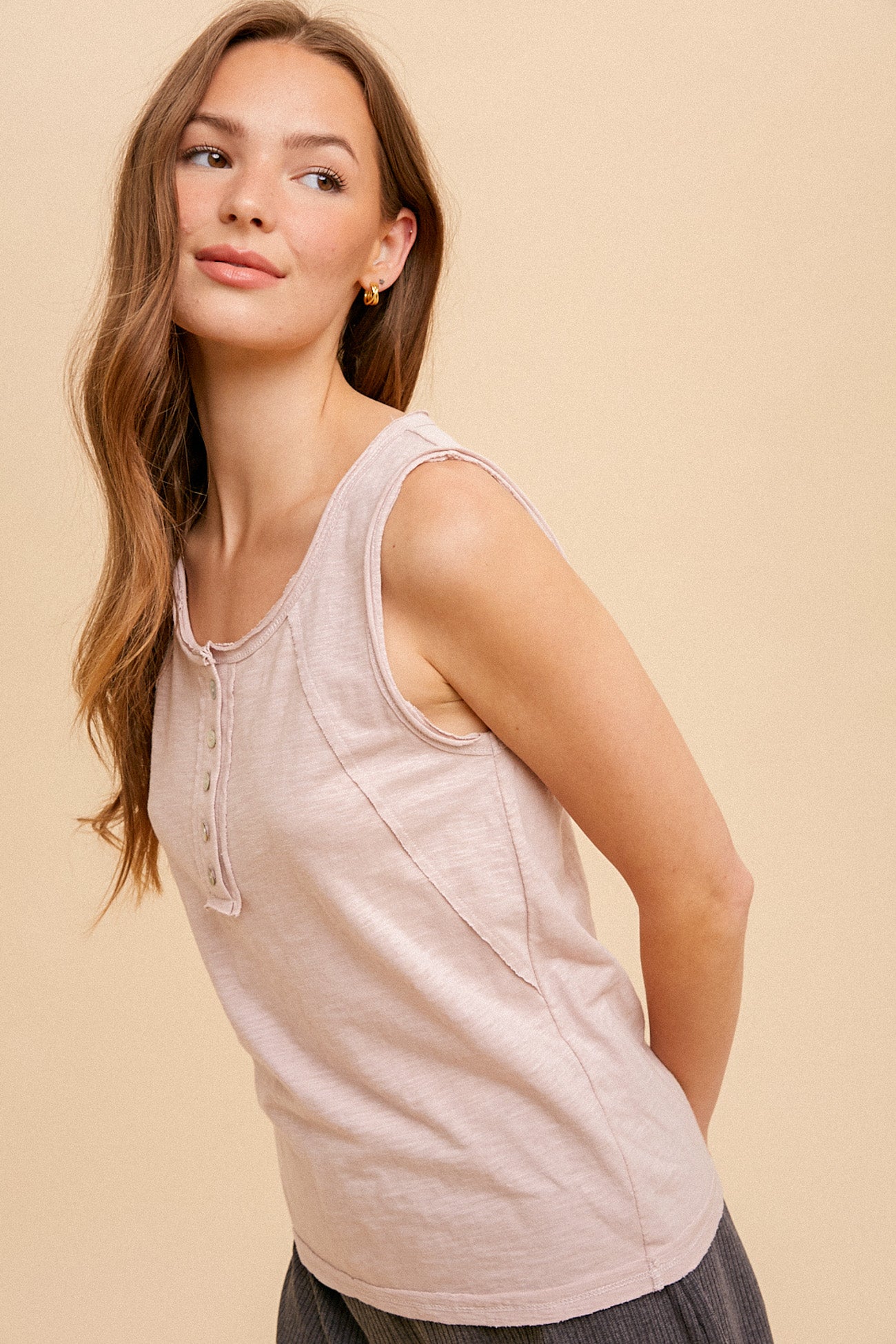 Cotton Slub Henley Tank