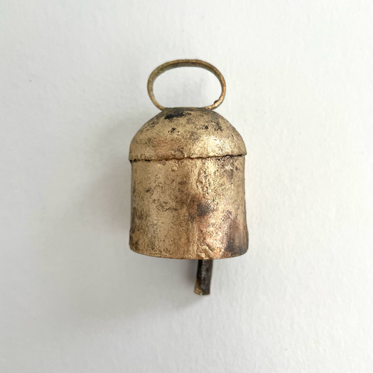 1 3/4" rustic little rounded top tin brass finish bell