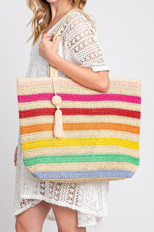 Straw Zippered Tote